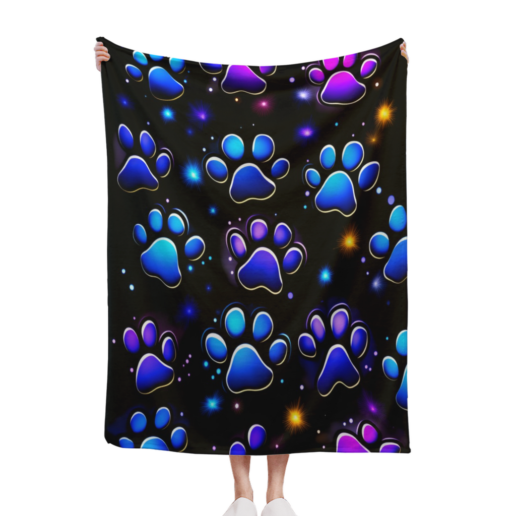 Extra Large Heavyweight 280GSM Soft Polyester Paw Print Blanket Suitable for - Deep Purple, Blue,, Black, Pink, Purple Queen Size (60"x80") & Twin/Full Sizes (30x40"/50x60") - All-Season Couch, Bed, C