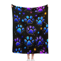 Extra Large Heavyweight 280GSM Soft Polyester Paw Print Blanket Suitable for - Deep Purple, Blue,, Black, Pink, Purple Queen Size (60"x80") & Twin/Full Sizes (30x40"/50x60") - All-Season Couch, Bed, C
