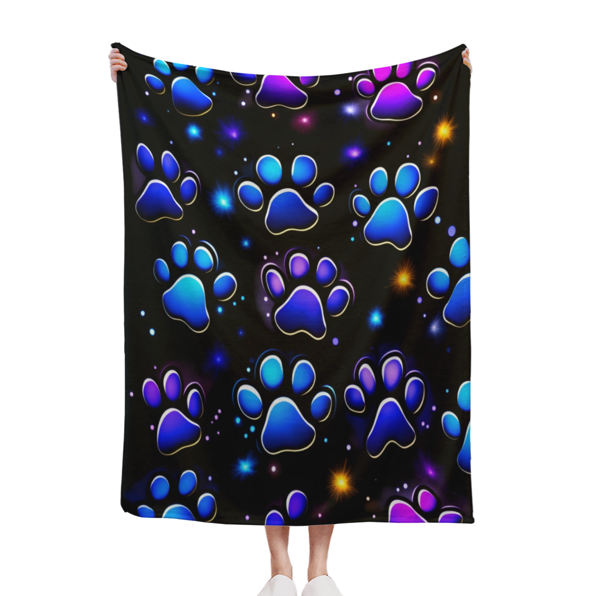 Extra Large Heavyweight 280GSM Soft Polyester Paw Print Blanket Suitable for - Deep Purple, Blue,, Black, Pink, Purple Queen Size (60"x80") & Twin/Full Sizes (30x40"/50x60") - All-Season Couch, Bed, C