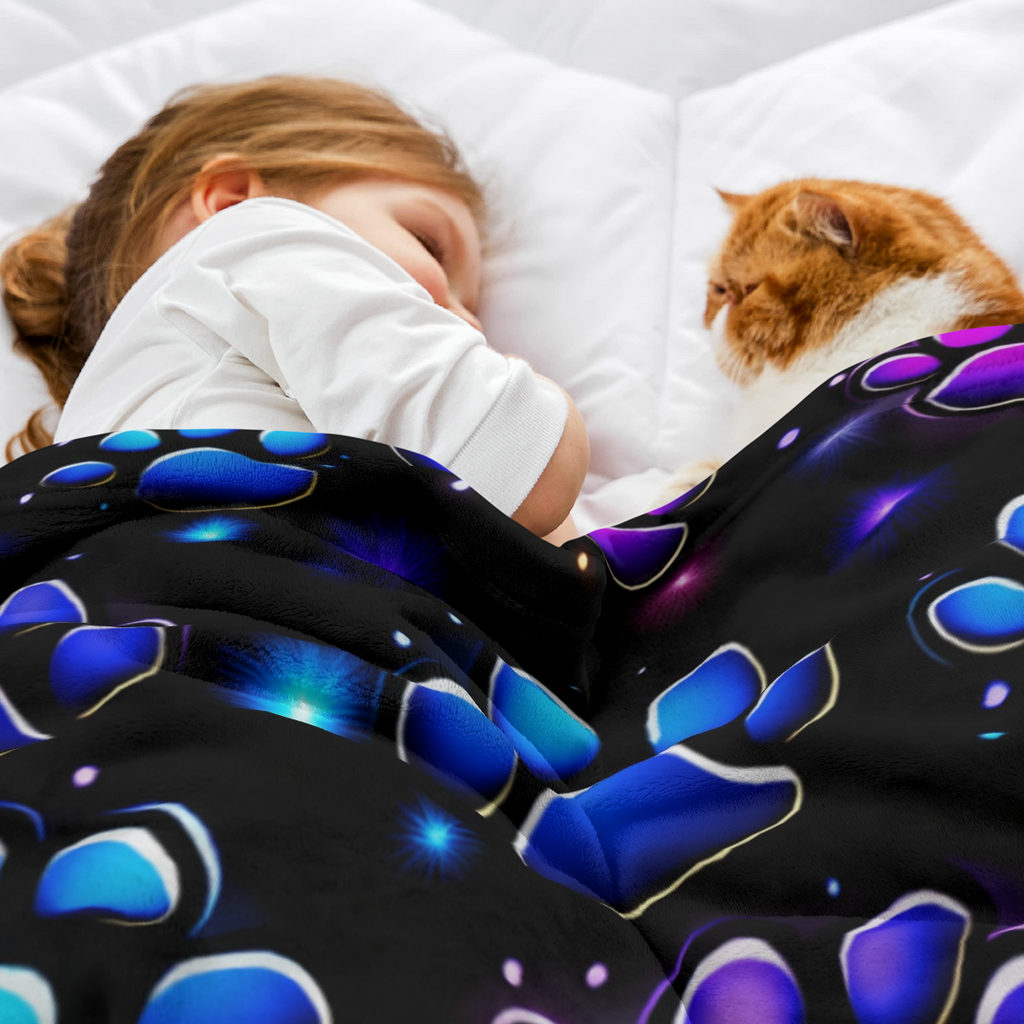 Extra Large Heavyweight 280GSM Soft Polyester Paw Print Blanket Suitable for - Deep Purple, Blue,, Black, Pink, Purple Queen Size (60"x80") & Twin/Full Sizes (30x40"/50x60") - All-Season Couch, Bed, C