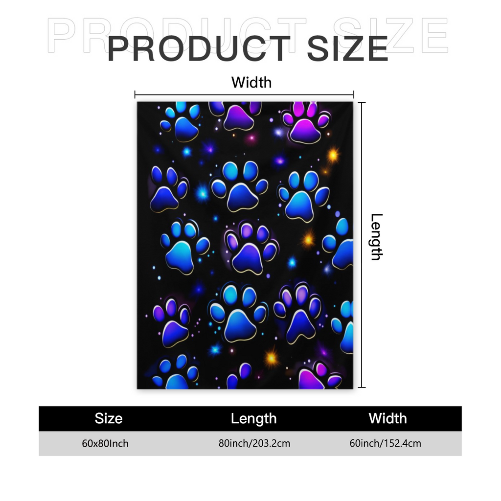 Extra Large Heavyweight 280GSM Soft Polyester Paw Print Blanket Suitable for - Deep Purple, Blue,, Black, Pink, Purple Queen Size (60"x80") & Twin/Full Sizes (30x40"/50x60") - All-Season Couch, Bed, C