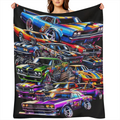 1pc Black Dinosaur Alphabet Thin Blanket Lightweight Flannel Throw Blanket For Sofa, Bed, Travel, Camping, Livingroom, Office, Couch, Chair, And Bed
