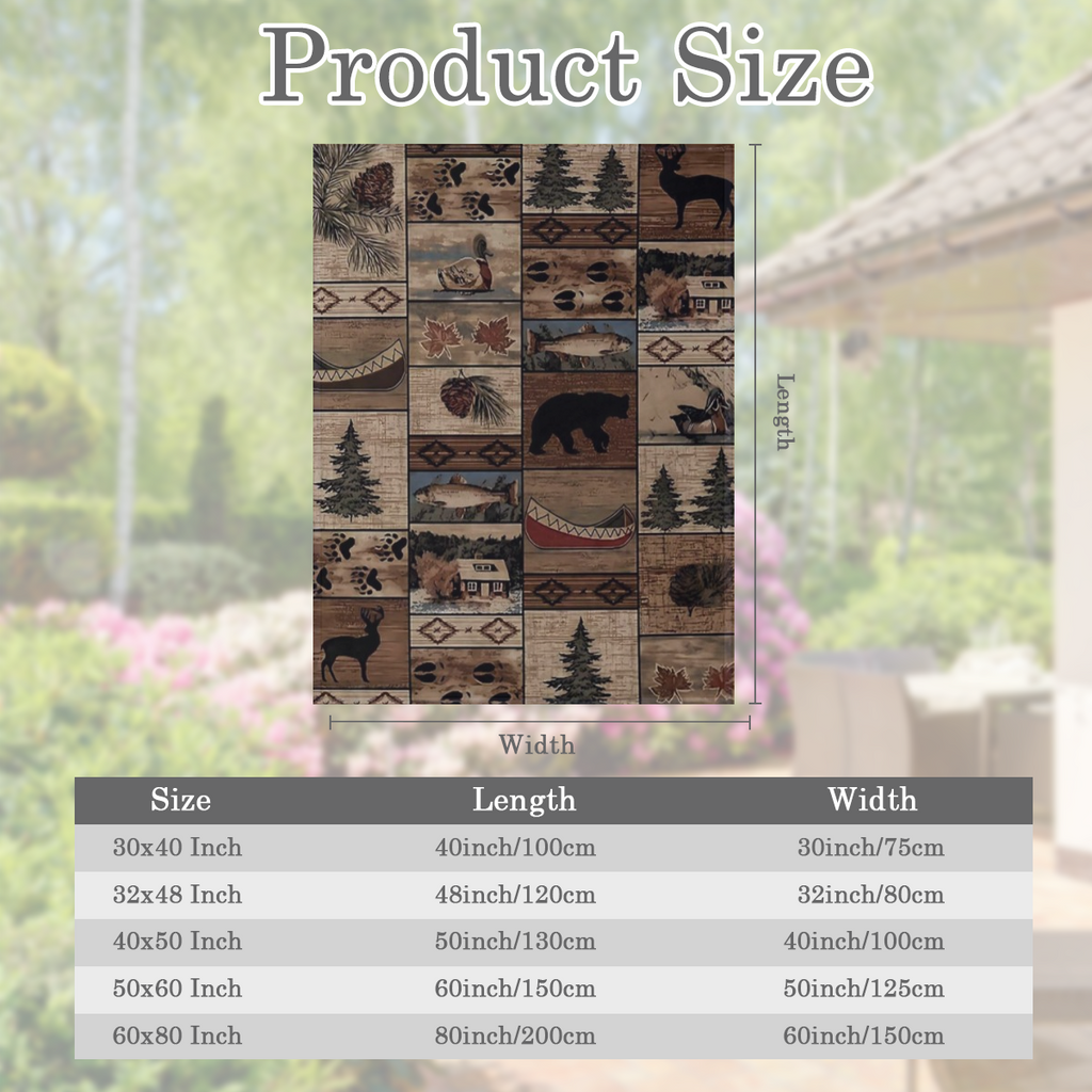 1pc Rustic Wooden Animal Pattern Flannel Throw Blanket, All- Season Versatile Bedding, Anti- Tear, Hypoallergenic, Digital Print, Polyester, Knitted, Multi- Purpose for Home, Kitchen, Camping, Travel