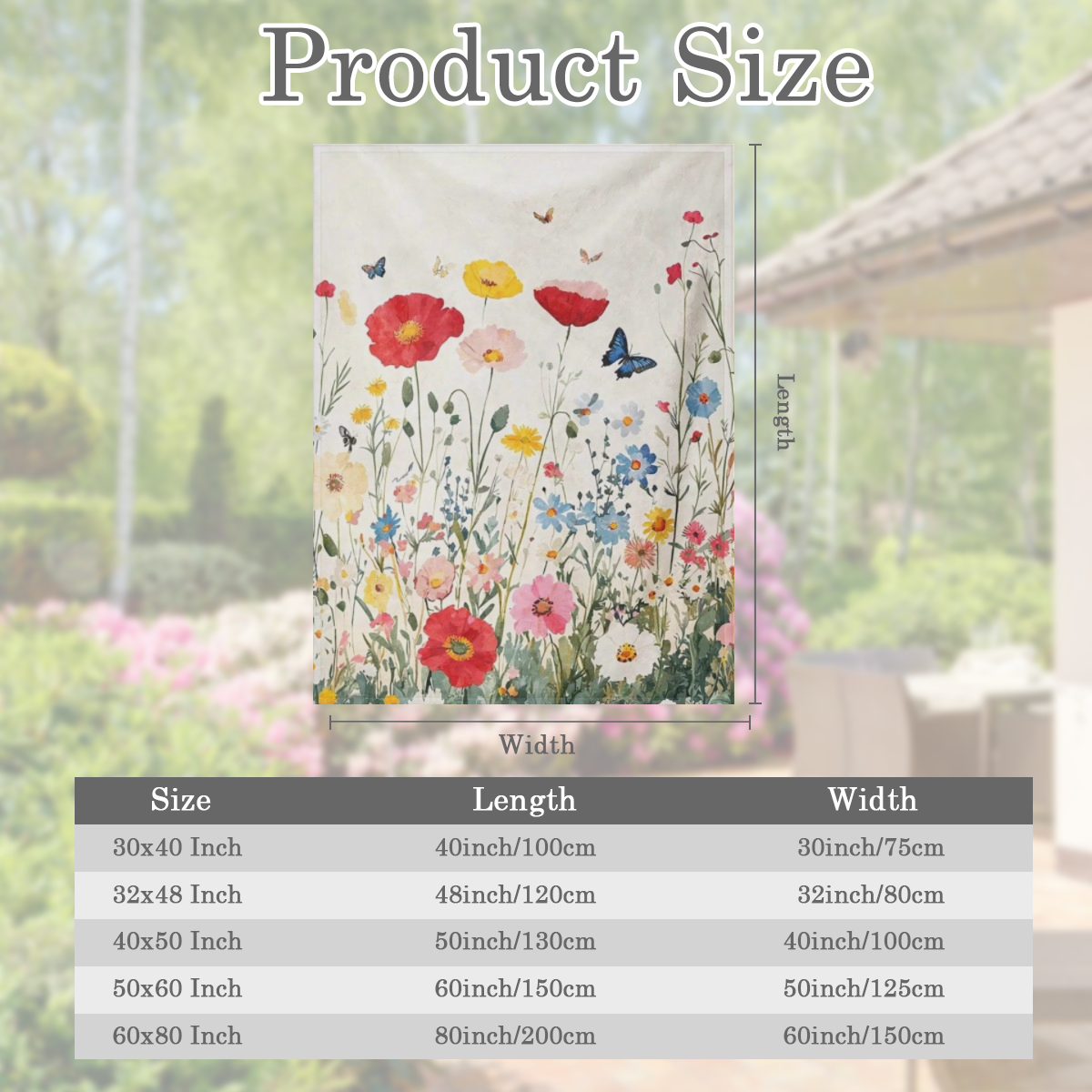 A modern floral and butterfly patterned flannel blanket - tear resistant, knitted fabric for all seasons, perfect for home, office, outdoors, beach, camping - digitally printed polyester decorative bl