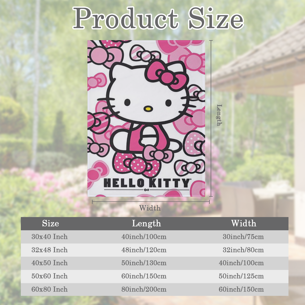 Cozy Sanrio Hello Kitty Flannel Blanket - Thick, Soft & Warm Double- Sided Throw with Vibrant 3D Print Perfect All- Season Gift for & Fans Red & White with Pink Accents Hand Wash Only, Hello Kitty Bla