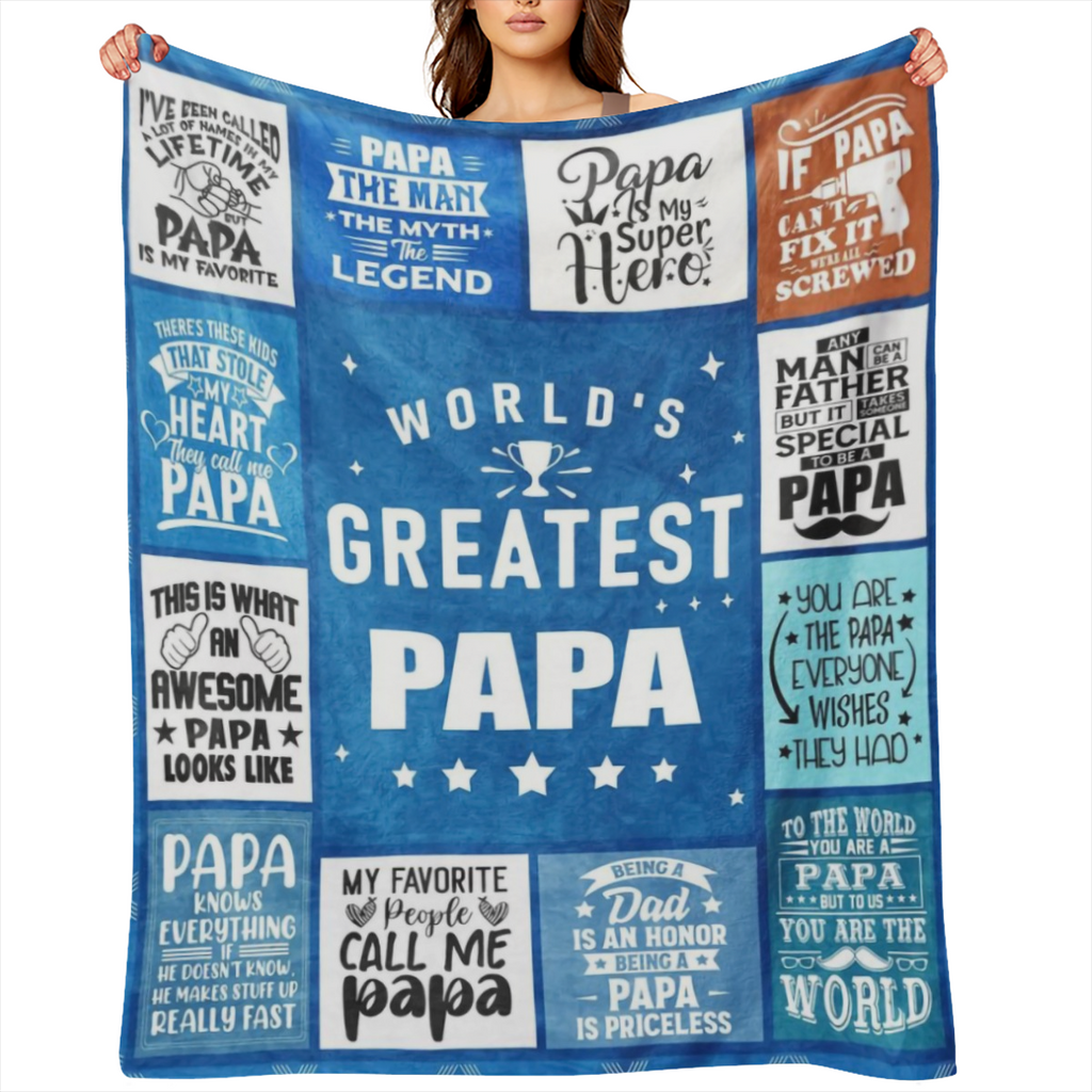 Cozy Grandpa Gift Blanket - Soft Flannel, All- Season Throw for Couch & Bed, Vintage Pattern, Perfect from Grandchildren