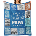 Cozy Grandpa Gift Blanket - Soft Flannel, All- Season Throw for Couch & Bed, Vintage Pattern, Perfect from Grandchildren