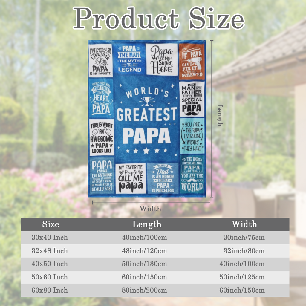 Cozy Grandpa Gift Blanket - Soft Flannel, All- Season Throw for Couch & Bed, Vintage Pattern, Perfect from Grandchildren
