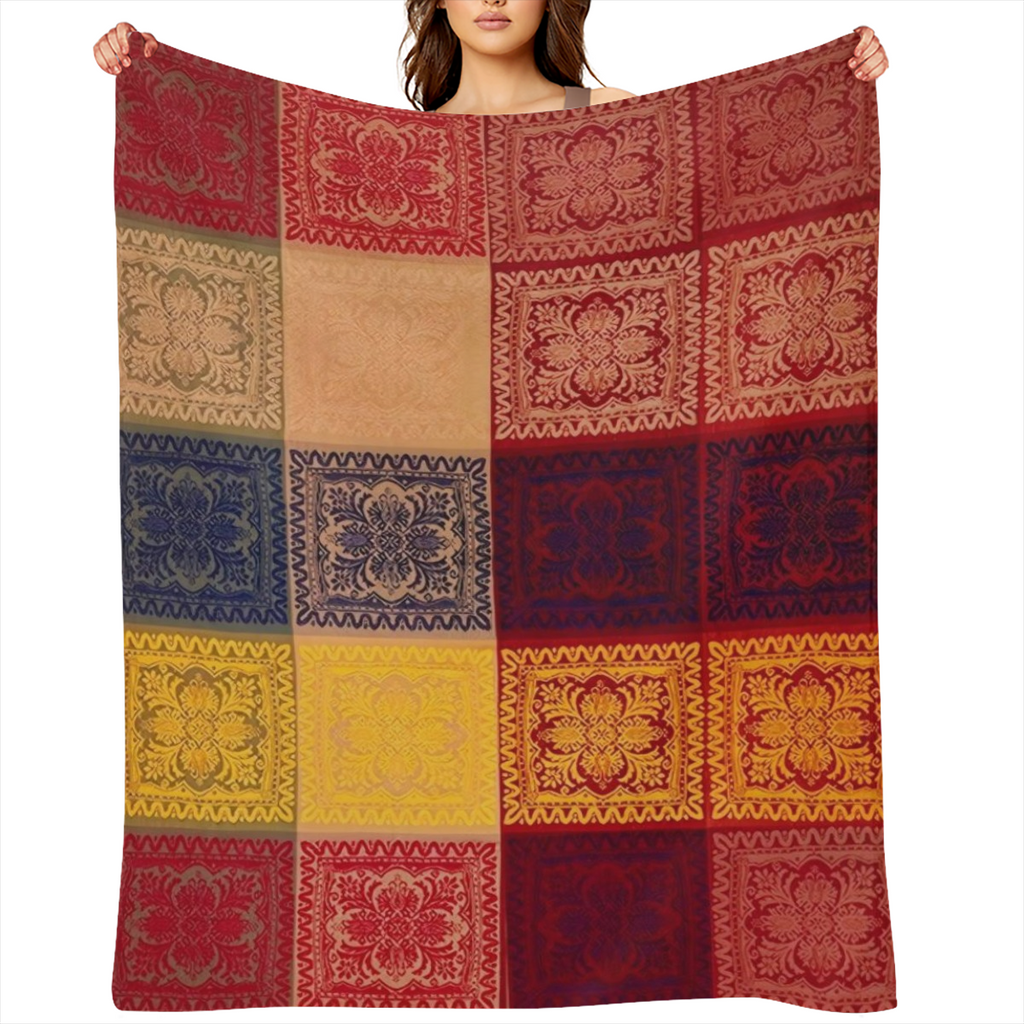 1pc Bohemian Style Chenille Fringed Sofa Blanket Colorful Woven Hippie Blanket for Sofa Bed Chair Recliner Loveseat 100 Polyester Flannel All-Season Home Decor Machine Washable