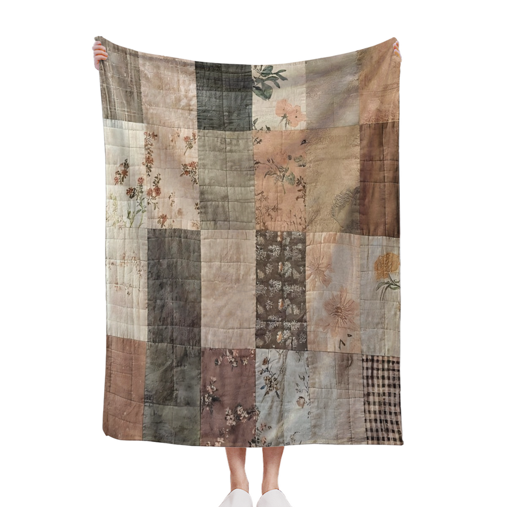 Zeal Lily Vintage Patchwork Flannel Throw Blanket ¨C Soft, Cozy & Colorful Plaid and Floral Print Design for Sofa, Bed, Car, Office, Camping, All-Season Gift, Versatile Travel Accessory| Retro Aesthe