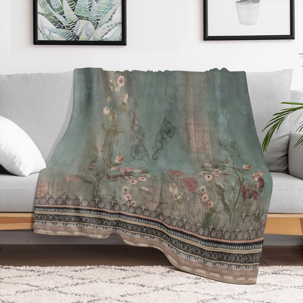 1pc Vintage Floral Print Flannel Blanket - Soft Cozy Polyester Non-Woven Fabric, All-Season Warmth for Couch, Bed, Office, Camping, Travel - Ideal Gift Blanket