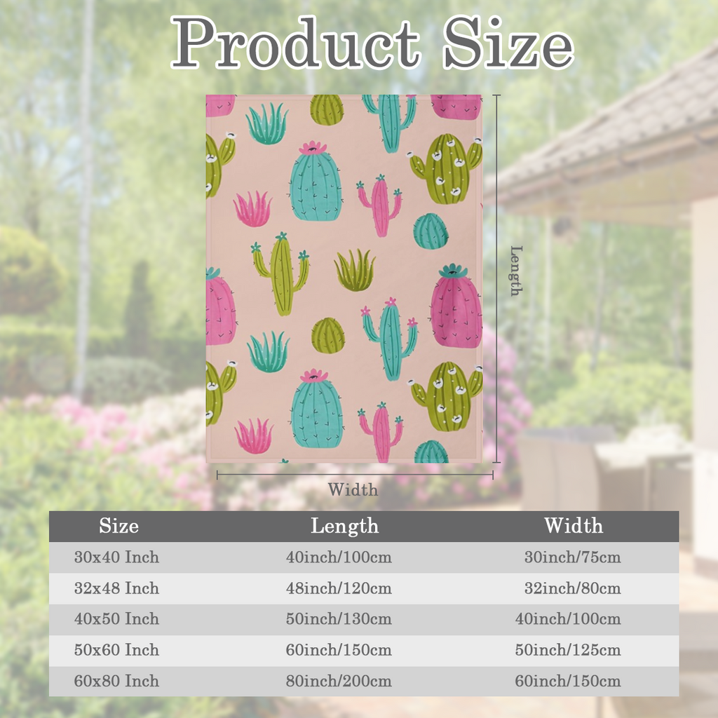 Cozy Cactus Print Flannel Throw Blanket - Ultra- Soft, Warm, and Versatile for Snuggling Up on Couch, Bed, Office, or Travel - Perfect Gift Idea for Friends and Family