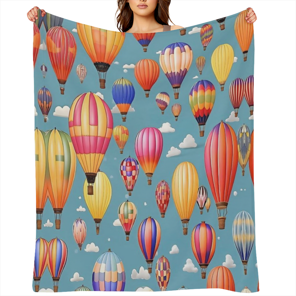 Hot Air Colorful Balloons Print Ultra-Soft Flannel Blanket for Bedding Sofa and Travel