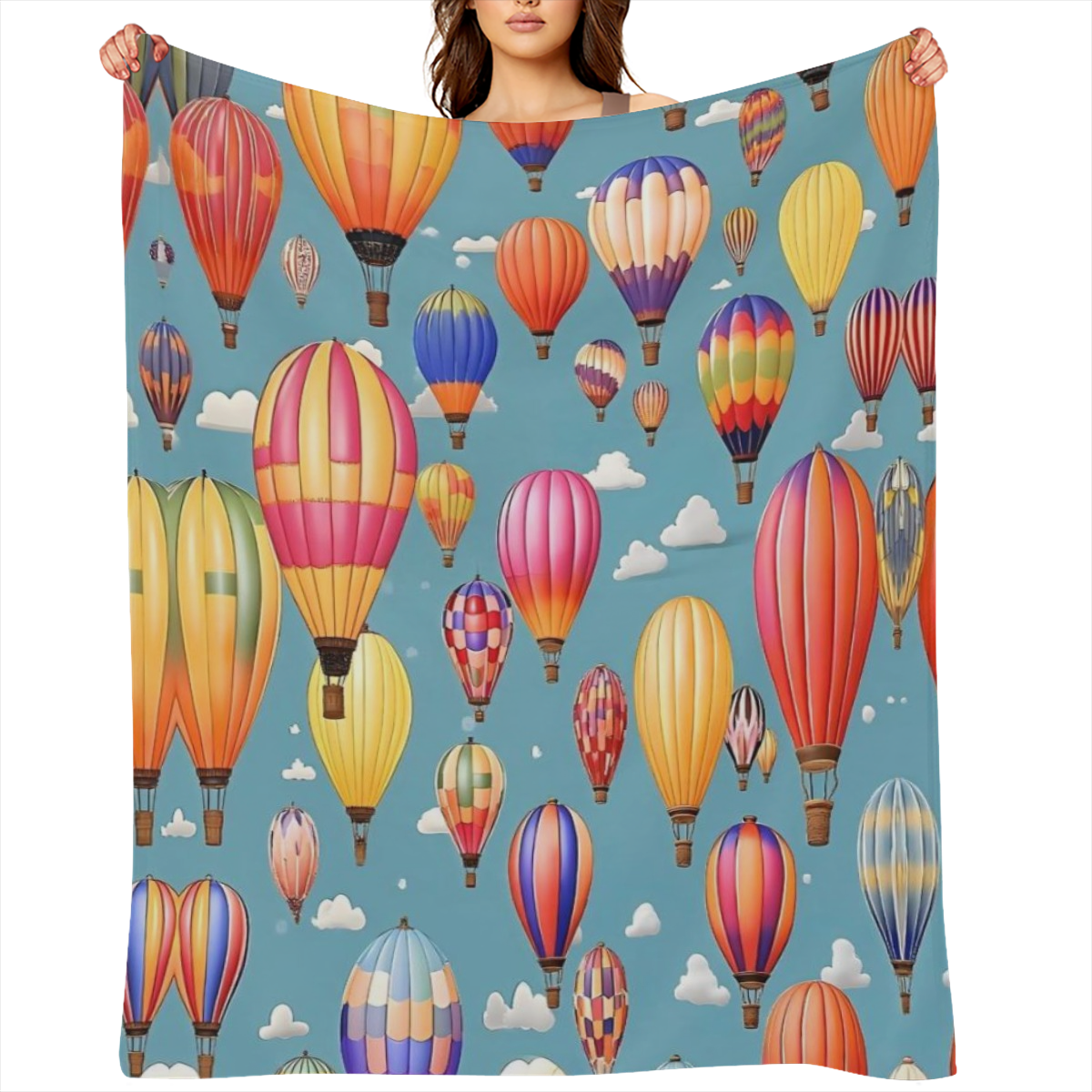Hot Air Colorful Balloons Print Ultra-Soft Flannel Blanket for Bedding Sofa and Travel