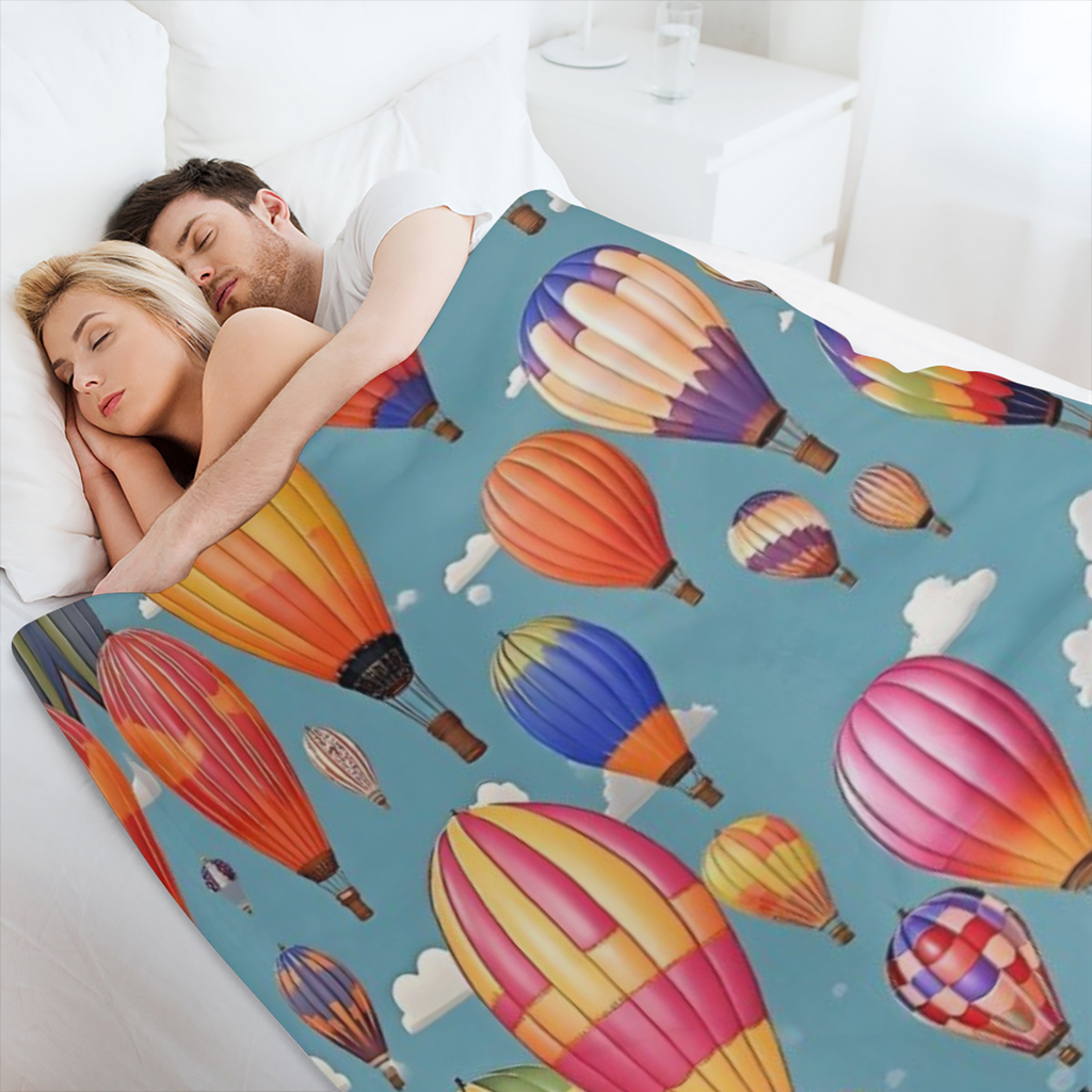 Hot Air Colorful Balloons Print Ultra-Soft Flannel Blanket for Bedding Sofa and Travel