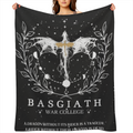Basgiath Empyrean War College Dragon Fourth Rider Wing Throw Blanket Ultra- Soft 100 Polyester Flannel Black & White Fantasy Design with Celestial Motifs Ideal for Reading Nooks & Gifts All- Season Co