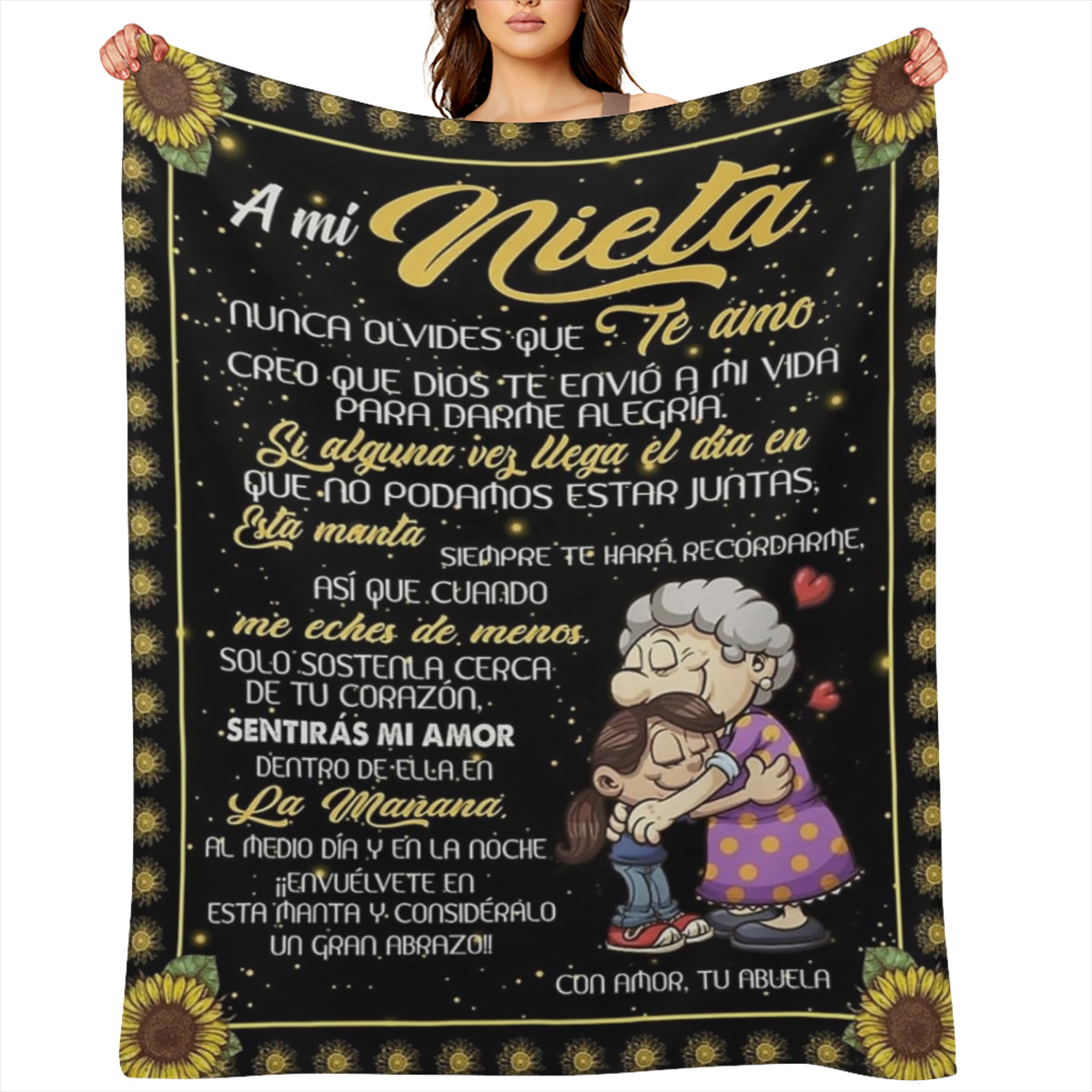 Manta Personalizada Lavable a M¨¢quina de la Abuela Manta con Carta de Amor Personalizada de la Abuela - Texto en Espa?ol, 39.4"x27.5" (100cm x 70cm), Estilo Contempor¨¢neo, Lavable a M¨¢quina, Dise