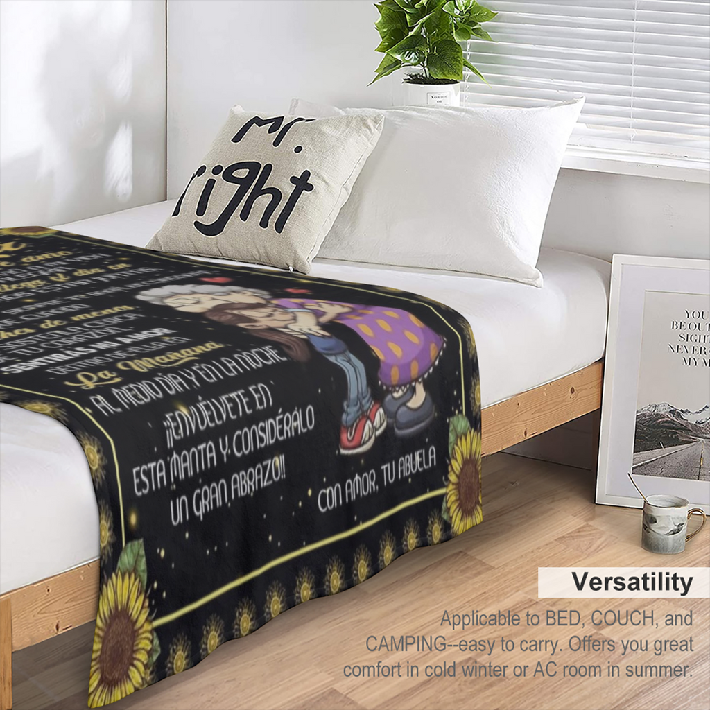 Manta Personalizada Lavable a M¨¢quina de la Abuela Manta con Carta de Amor Personalizada de la Abuela - Texto en Espa?ol, 39.4"x27.5" (100cm x 70cm), Estilo Contempor¨¢neo, Lavable a M¨¢quina, Dise