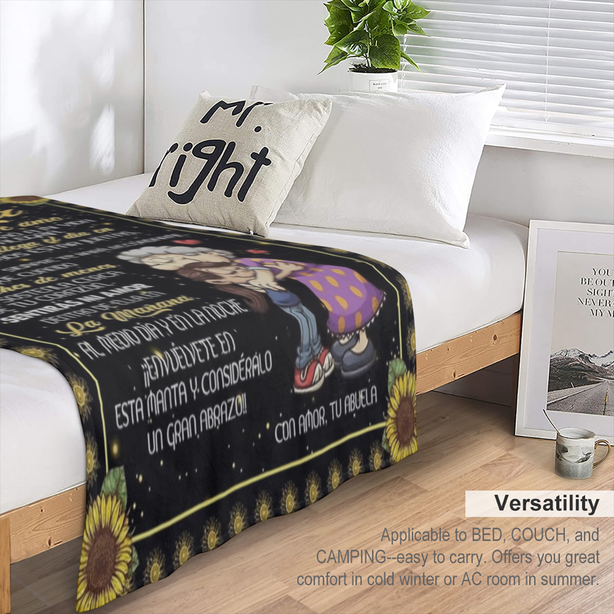Manta Personalizada Lavable a M¨¢quina de la Abuela Manta con Carta de Amor Personalizada de la Abuela - Texto en Espa?ol, 39.4"x27.5" (100cm x 70cm), Estilo Contempor¨¢neo, Lavable a M¨¢quina, Dise