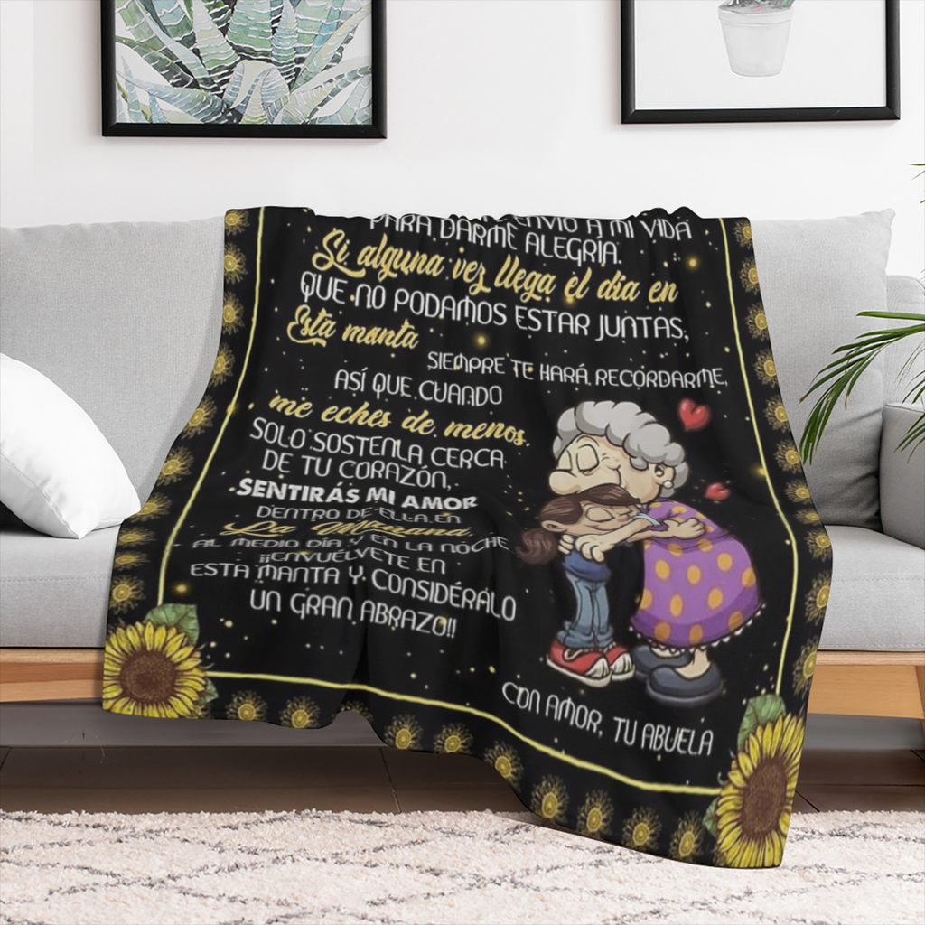 Manta Personalizada Lavable a M¨¢quina de la Abuela Manta con Carta de Amor Personalizada de la Abuela - Texto en Espa?ol, 39.4"x27.5" (100cm x 70cm), Estilo Contempor¨¢neo, Lavable a M¨¢quina, Dise