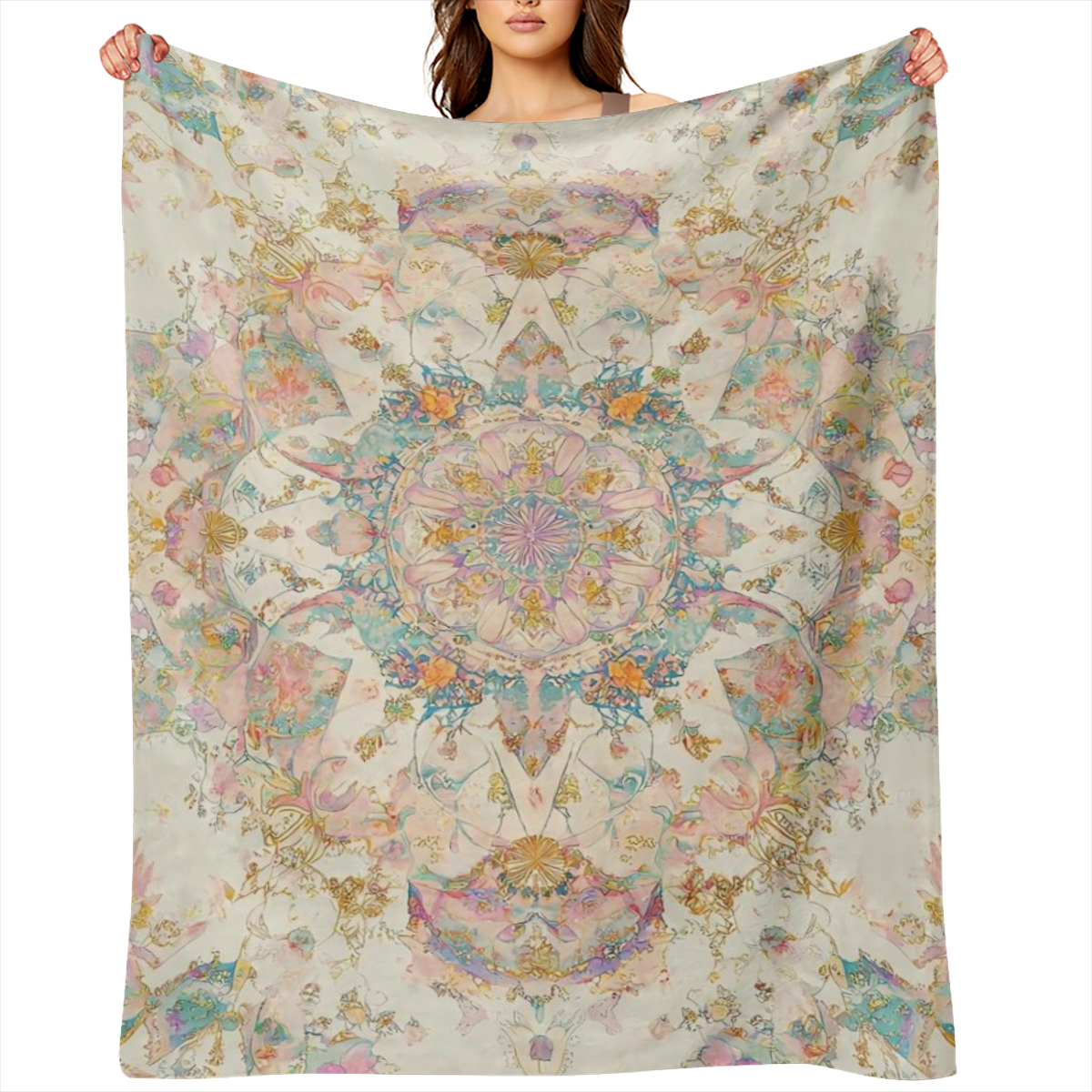 A Bohemian printed flannel blanket, modern style, digital printing, tear resistant, suitable for all seasons, 200- 250 gm2, knitted polyester, suitable for outdoors, beach, camping, sofas, pets, offic