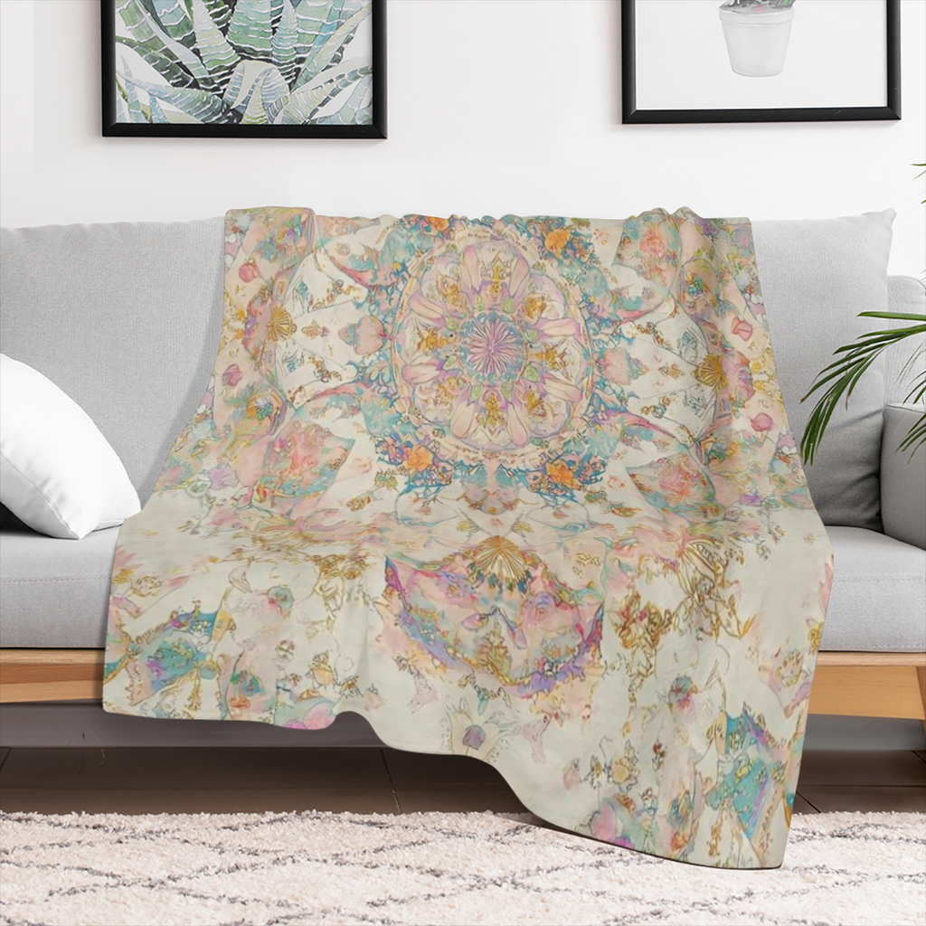 A Bohemian printed flannel blanket, modern style, digital printing, tear resistant, suitable for all seasons, 200- 250 gm2, knitted polyester, suitable for outdoors, beach, camping, sofas, pets, offic