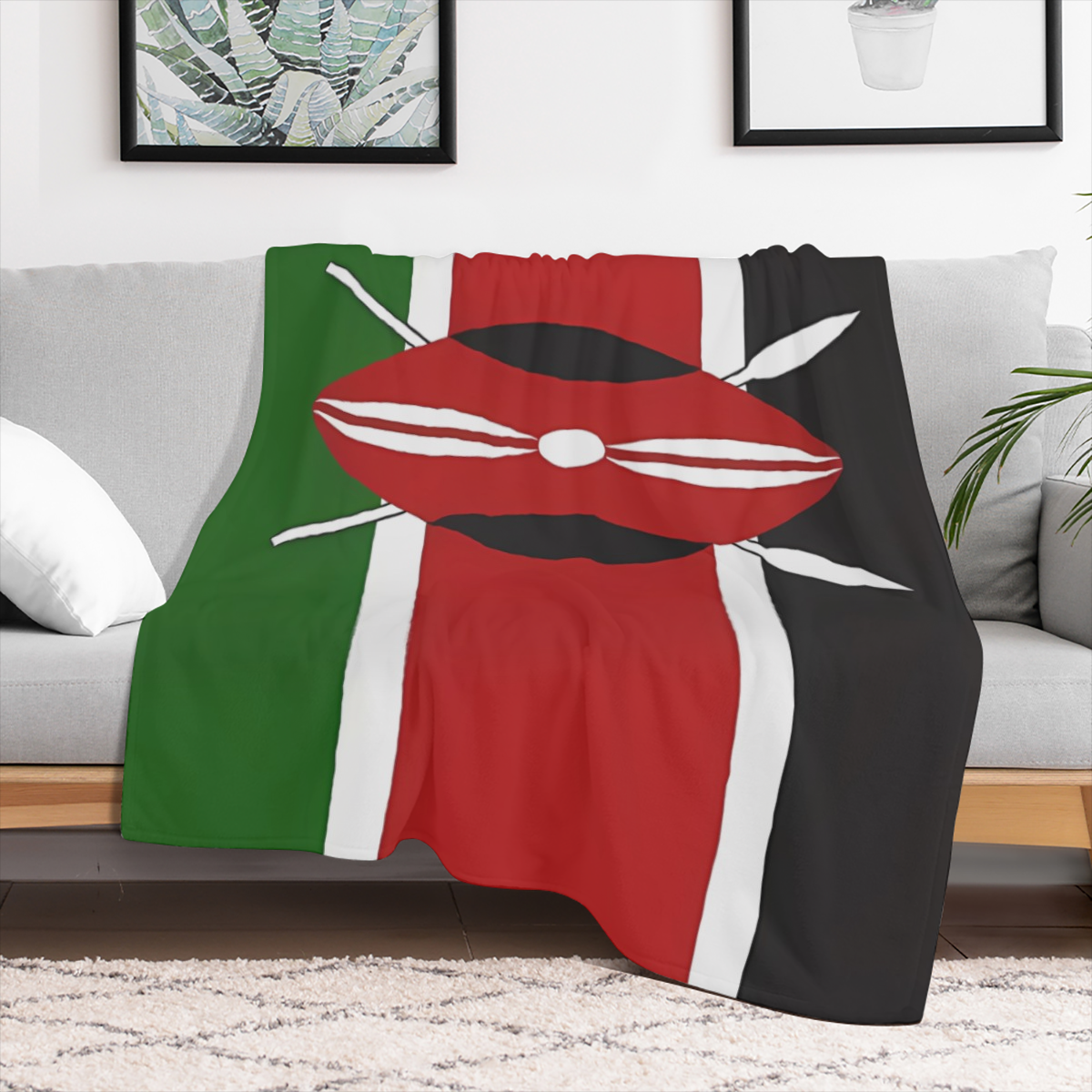 280gsm 100. 00 polyester flannel blanket single side printing, back side pure white Kenya vintage flag flannel blanket, soft and comfortable all seasons blanket suitable for sand