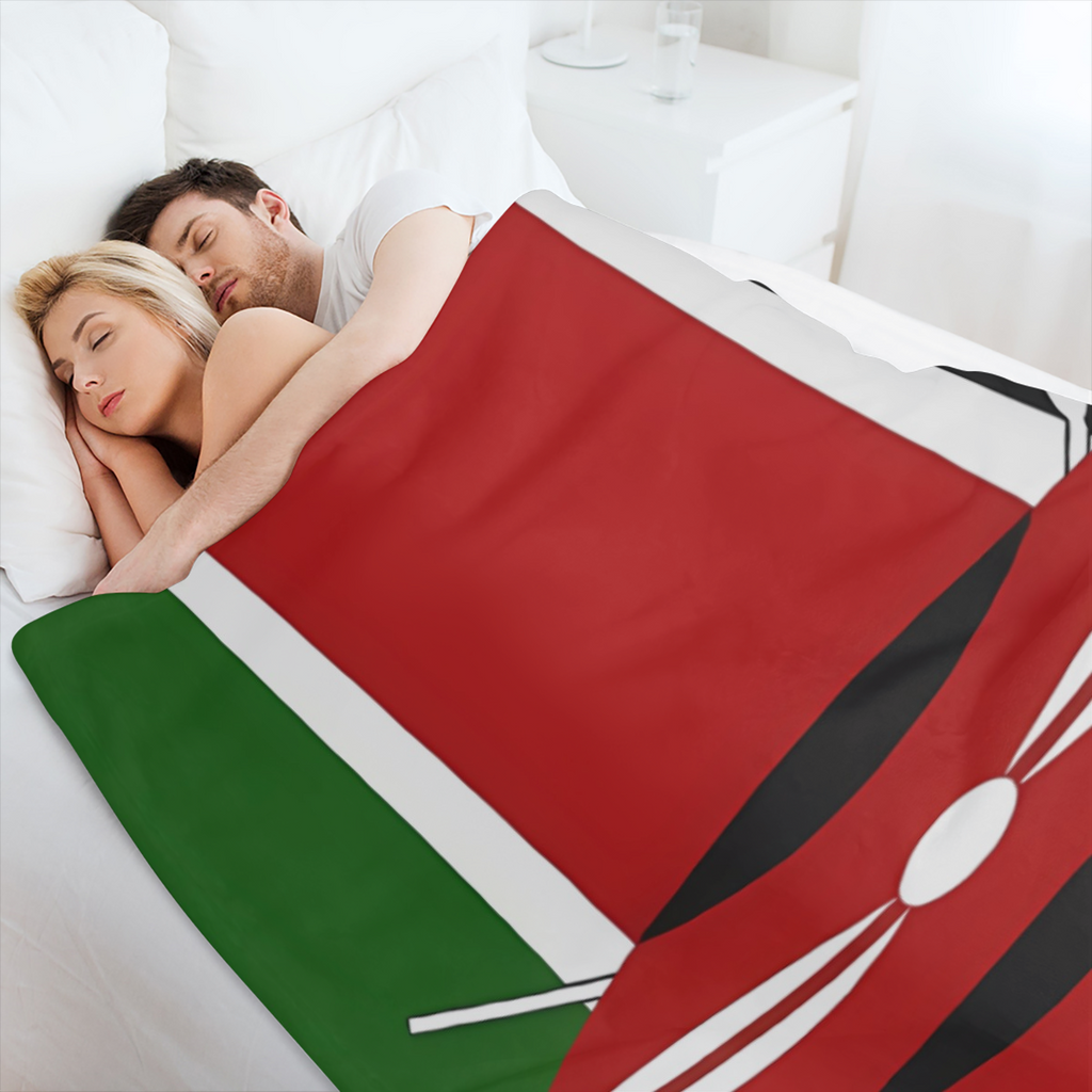 280gsm 100. 00 polyester flannel blanket single side printing, back side pure white Kenya vintage flag flannel blanket, soft and comfortable all seasons blanket suitable for sand