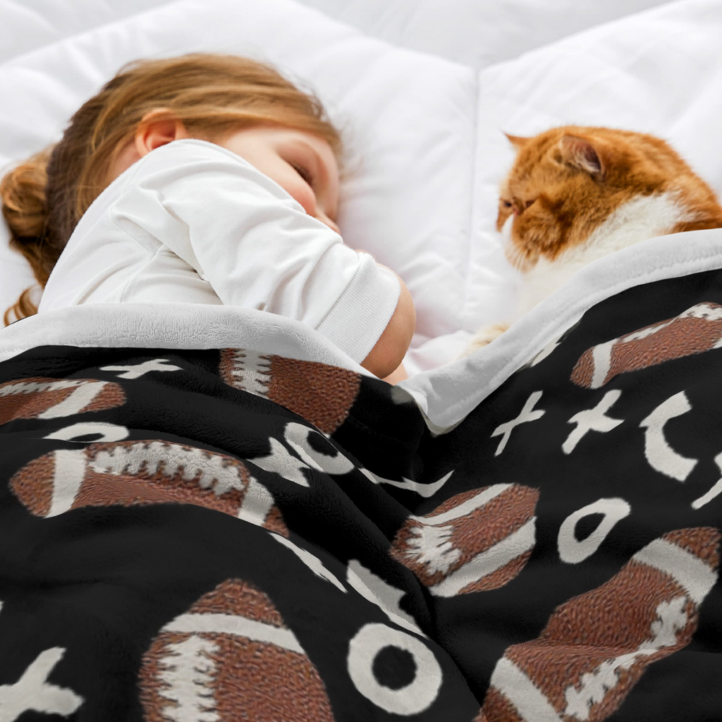 Cozy Football Throw Blanket, Lightweight Soft Sports Bedding for Adults Warm Plush Reversible Rugby Game Blanket Great Holiday Throw Blanket for Bed Sofa, print blanket gift