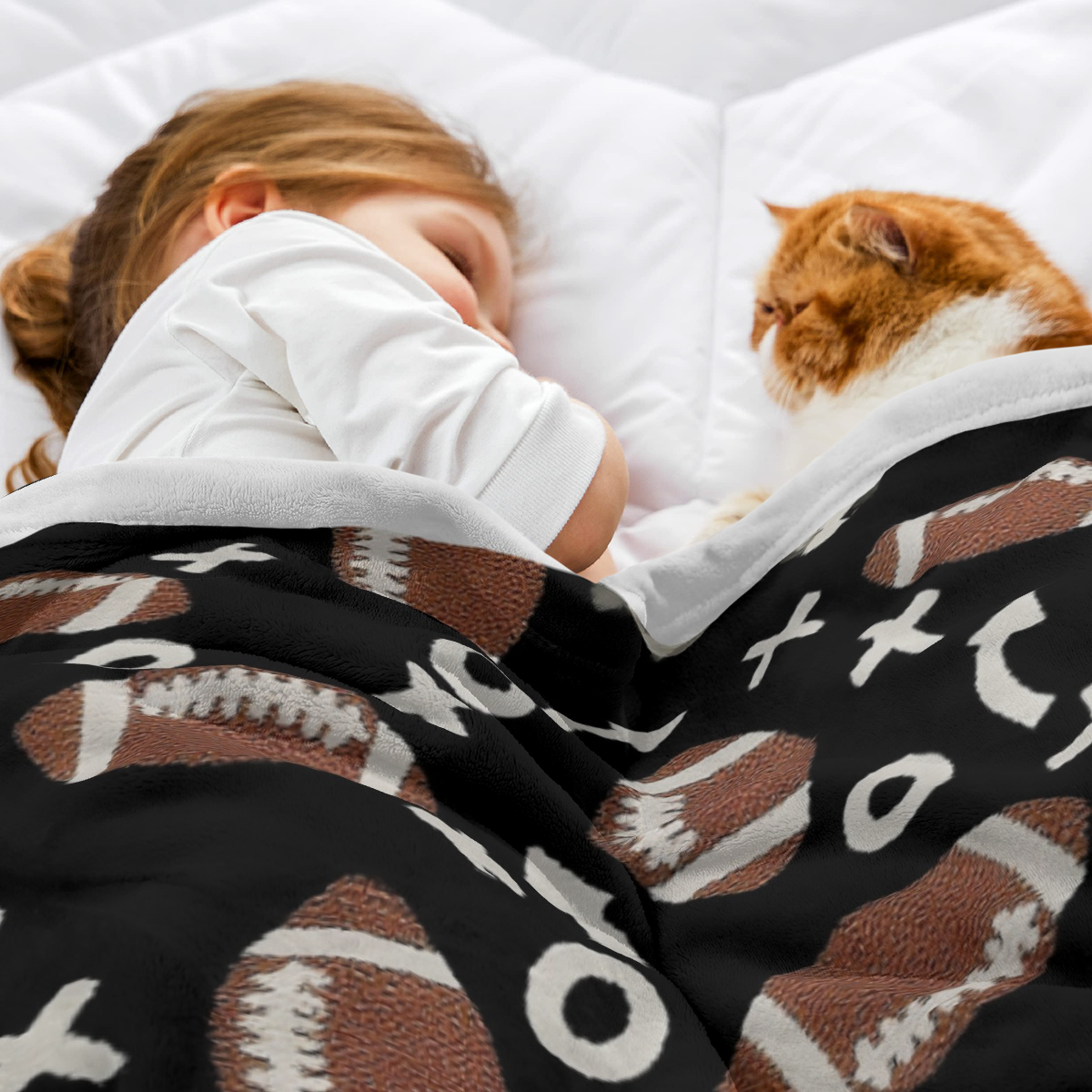 Cozy Football Throw Blanket, Lightweight Soft Sports Bedding for Adults Warm Plush Reversible Rugby Game Blanket Great Holiday Throw Blanket for Bed Sofa, print blanket gift