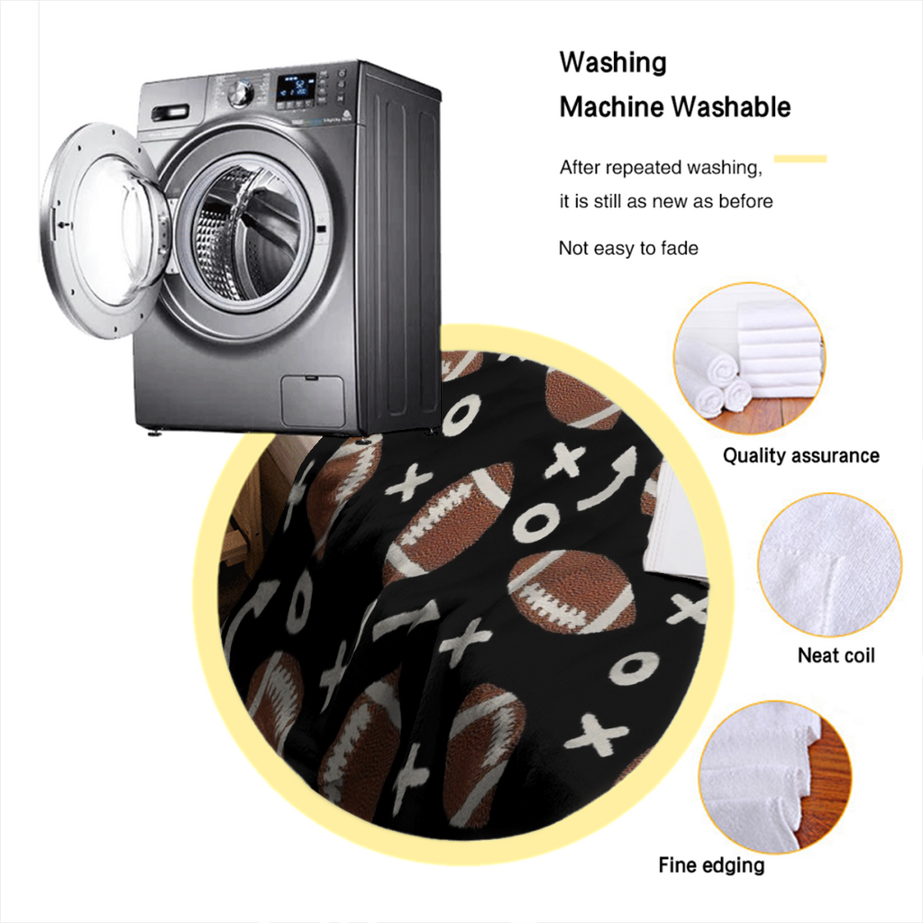Cozy Football Throw Blanket, Lightweight Soft Sports Bedding for Adults Warm Plush Reversible Rugby Game Blanket Great Holiday Throw Blanket for Bed Sofa, print blanket gift