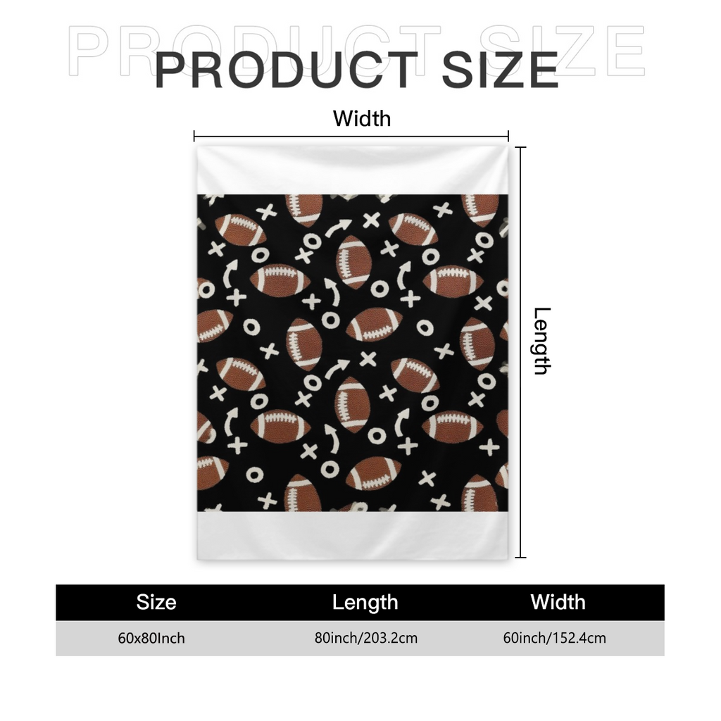 Cozy Football Throw Blanket, Lightweight Soft Sports Bedding for Adults Warm Plush Reversible Rugby Game Blanket Great Holiday Throw Blanket for Bed Sofa, print blanket gift