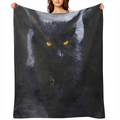 1pieza Gato Negro Poderoso Manta de Franela Estampada - Muy Suave, C¨®moda y C¨¢lida para Hogar, Oficina, Picnic, Viaje - Gran Regalo para Familiares y Amigos