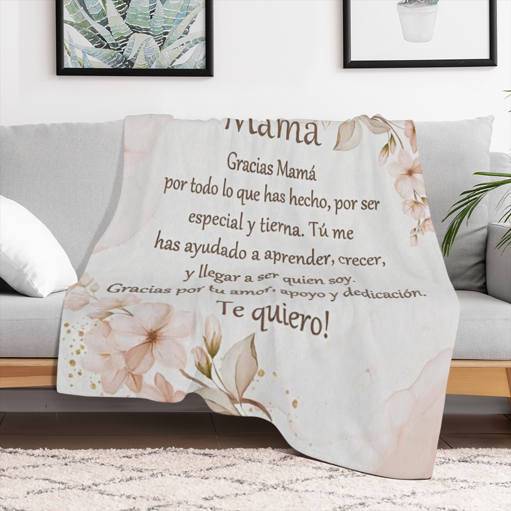 Soft, Warm Flannel Cozy Spanish Letter To Mom Throw Blanket - Perfect Gift For All Seasons, Couch, Bed, Office, And Travel