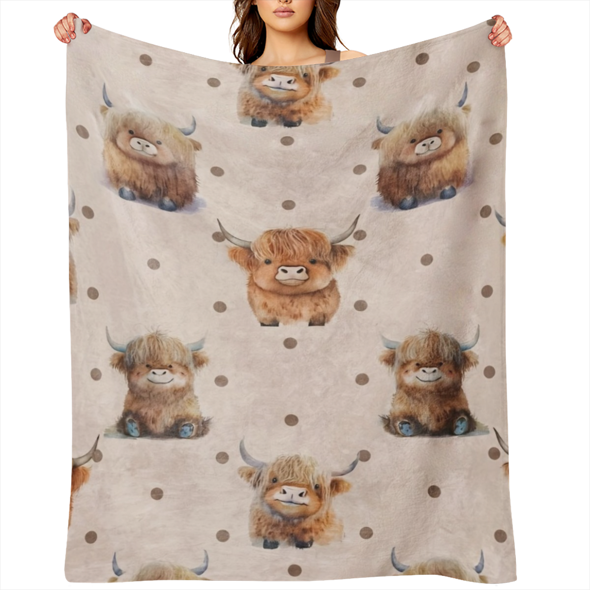 Comfy Cartoon cow flannel blanket - soft, warm and lightweight for sofas, beds, travel and offices - a universal gift for all seasons