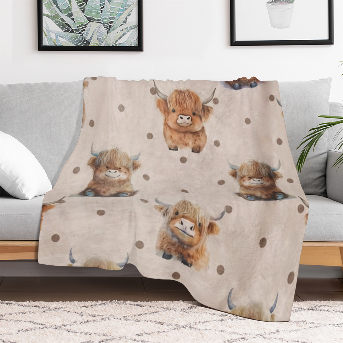 Comfy Cartoon cow flannel blanket - soft, warm and lightweight for sofas, beds, travel and offices - a universal gift for all seasons