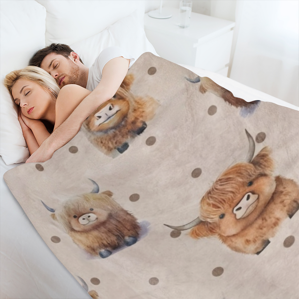 Comfy Cartoon cow flannel blanket - soft, warm and lightweight for sofas, beds, travel and offices - a universal gift for all seasons