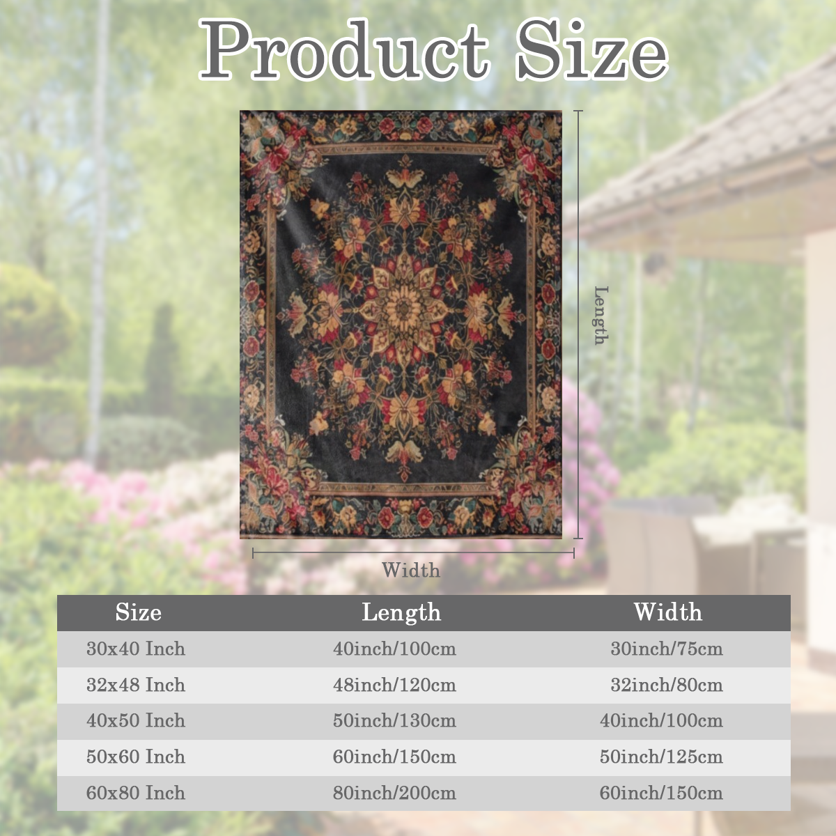 A classic floral- patterned flannel blanket - digitally printed, soft and comfortable for sofas, beds, travel, offices - all season polyester woven tapestry with ethnic design, lightweight 250- 300g f