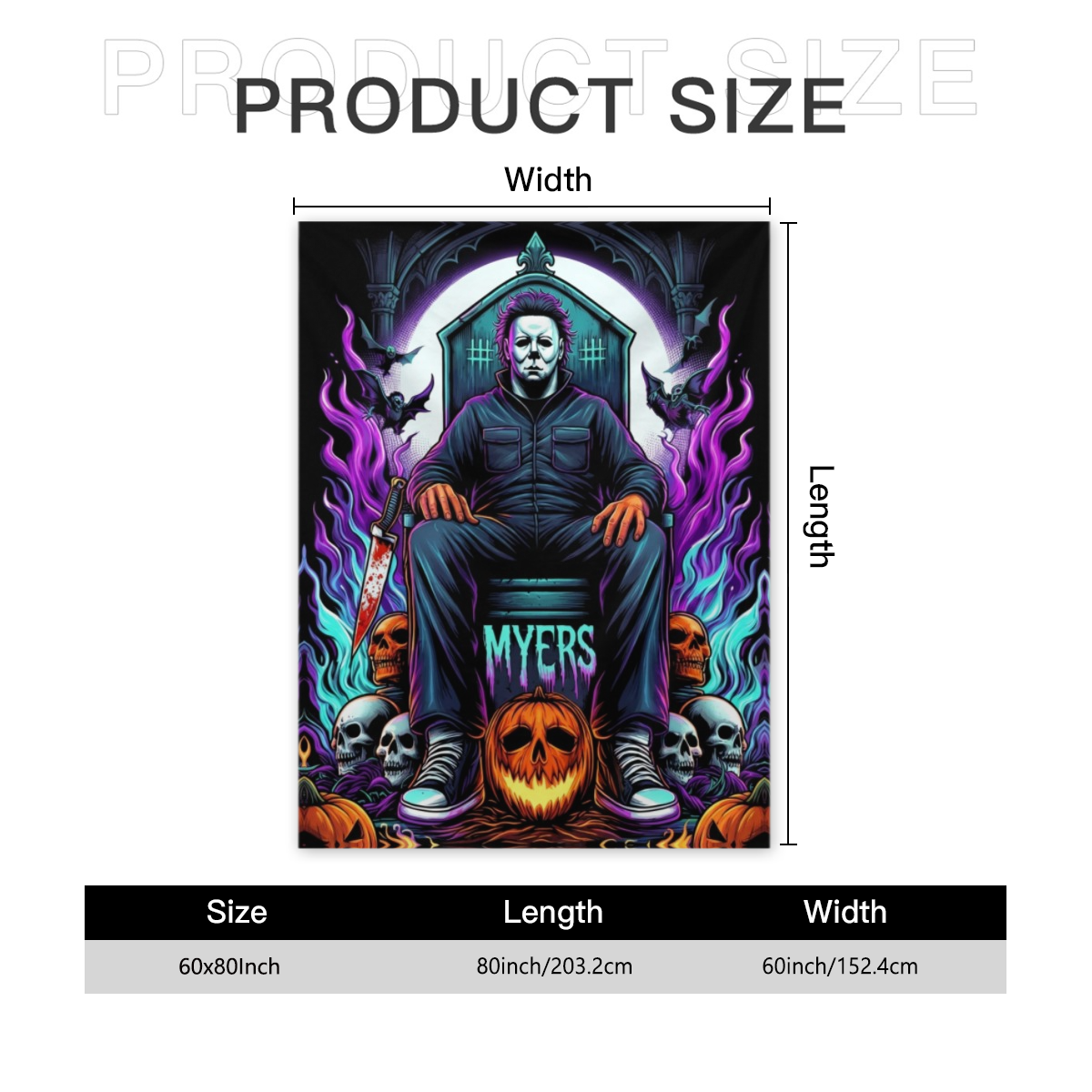 Horror Movie Halloween Blanket - Soft Flannel Throw with Michael Myers Design, Purple & Black Halloween Theme, All-Season Couch, Bed, Camping, Office Decor - Perfect for Horror Fans & Halloween Partie