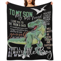Cozy Dinosaur Print Flannel Throw Blanket - Soft, Warm, and Perfect for Couch, Office, Bed, Camping & Travel - Vintage Style Red Envelope Design Gift for Son