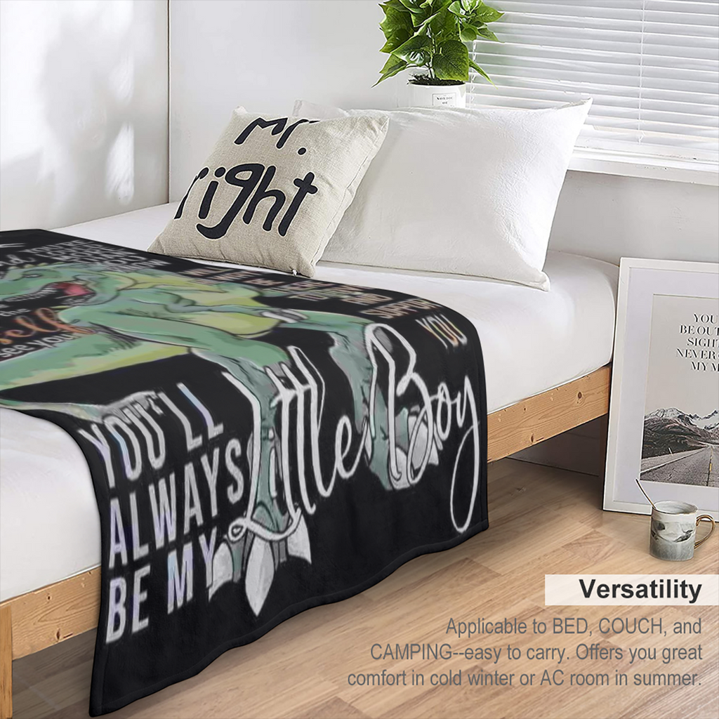 Cozy Dinosaur Print Flannel Throw Blanket - Soft, Warm, and Perfect for Couch, Office, Bed, Camping & Travel - Vintage Style Red Envelope Design Gift for Son