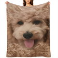 1pc Cozy Teddy Dog Print Flannel Throw Blanket - Contemporary Style All- Season Multipurpose Machine Washable Stain Tear Resistant Quilted Polyester Knit Fabric Ideal for Sofa Bed Office Travel - Perf