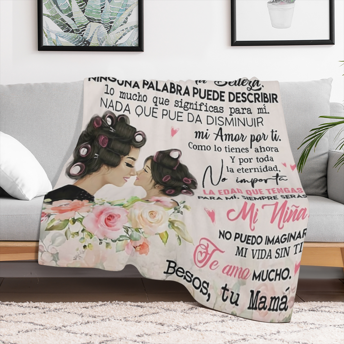1pc Manta de Franela Sper Suave, Carta a Mi Hija, Aliento Positivo de Mam, Manta Suave y Cmoda para Sof para Cumpleaos, Graduacin
