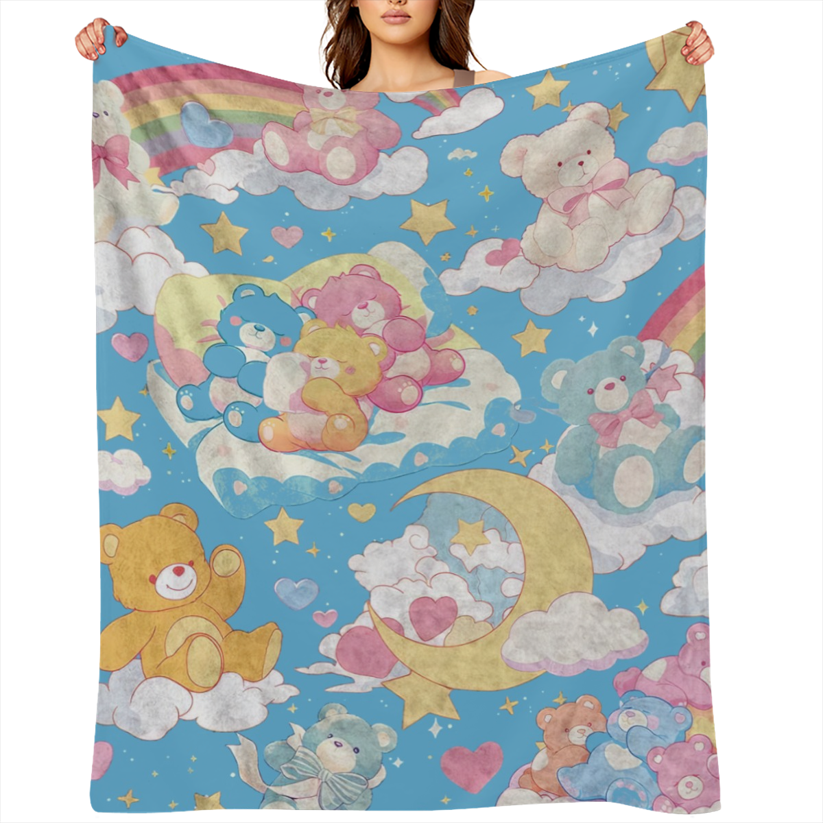 Bear Blanket, Soft Vintage Blanket for Kids and Adults, Cozy Bear Blanket Gift for Girls, Warm Flannel Throw Blanket for Bed, Sofa, Holiday, Birthday