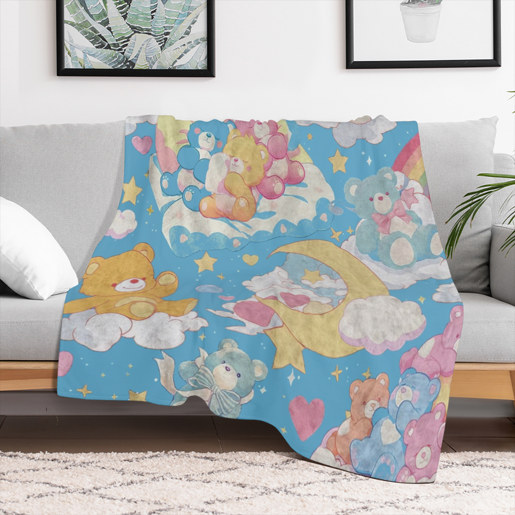 Bear Blanket, Soft Vintage Blanket for Kids and Adults, Cozy Bear Blanket Gift for Girls, Warm Flannel Throw Blanket for Bed, Sofa, Holiday, Birthday