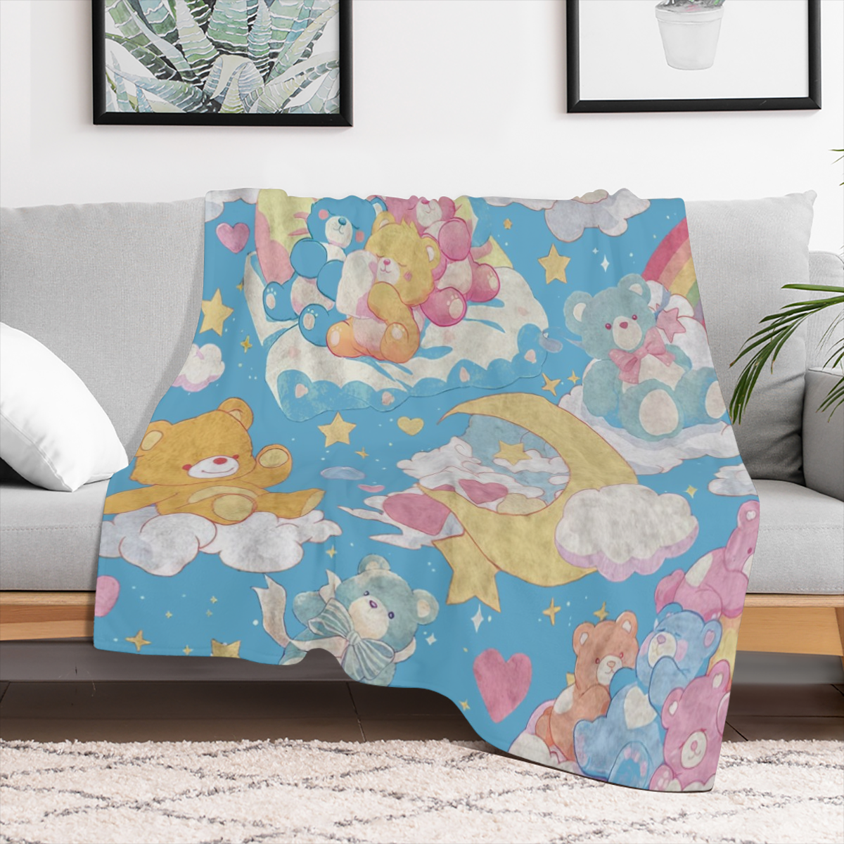 Bear Blanket, Soft Vintage Blanket for Kids and Adults, Cozy Bear Blanket Gift for Girls, Warm Flannel Throw Blanket for Bed, Sofa, Holiday, Birthday