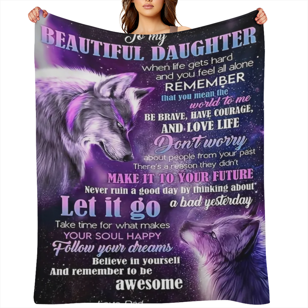 1pc Daughter Gifts From Dad - Daughter Blanket, To My Daughter Wolf Blanket, Blankets For Daughter - Father Daughter Gifts - Mothers Day, Birthday Gifts For Daughter Throw Blanket 60x80, Soft And Comf