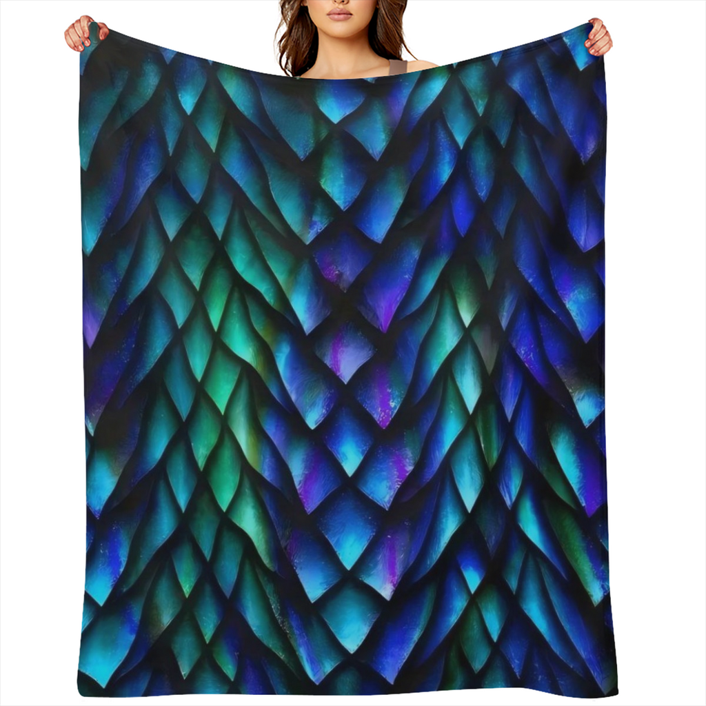Soft & Cozy Dragon Scale Print Flannel Throw Blanket - Tear-Resistant, Stain-Proof, All-Season Comfort for Couch, Bed, Office, and Travel