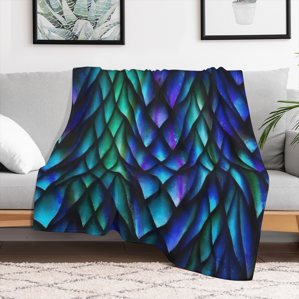 Soft & Cozy Dragon Scale Print Flannel Throw Blanket - Tear-Resistant, Stain-Proof, All-Season Comfort for Couch, Bed, Office, and Travel