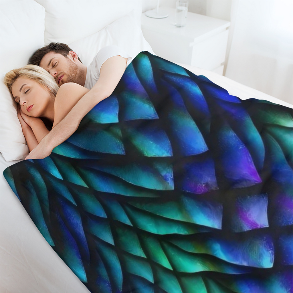 Soft & Cozy Dragon Scale Print Flannel Throw Blanket - Tear-Resistant, Stain-Proof, All-Season Comfort for Couch, Bed, Office, and Travel